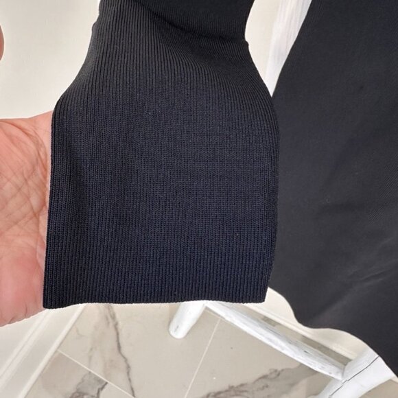 Endless Rose Jeanne Knit Asymmetrical Neck Long Sleeve Black Mini Dress Sz M - Picture 6 of 12